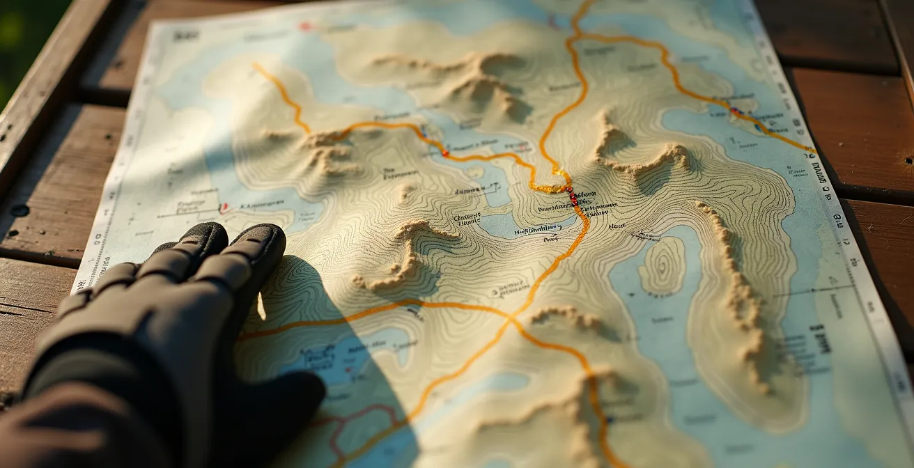 Carte topographique IGN montrant différents types de chemins pour la pratique du trail