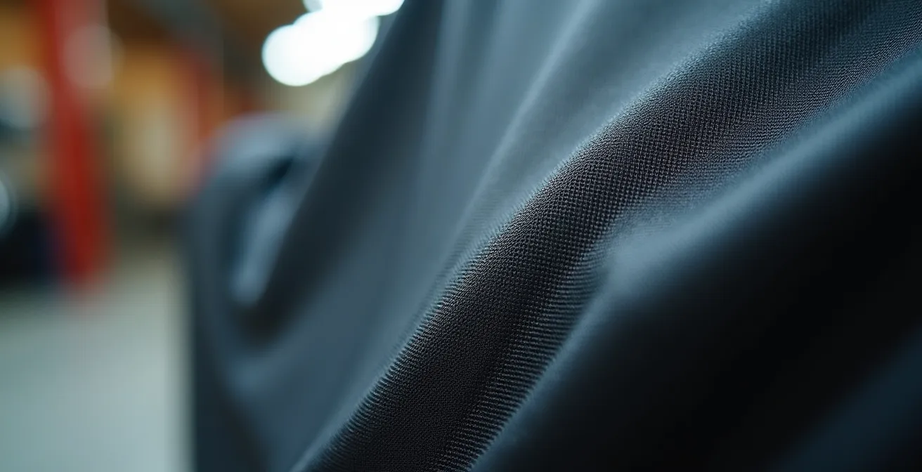 Gros plan sur textile de housse respirante avec effet de transparence