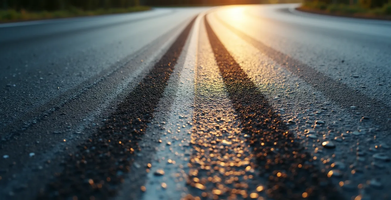 Vue aérienne d'une trajectoire en apex tardif sur route sinueuse